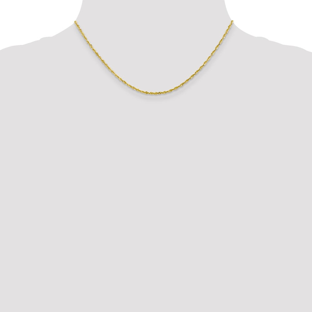 16 Inch 10K 2mm Diamond-Cut Lightweight Rope Chain Necklace