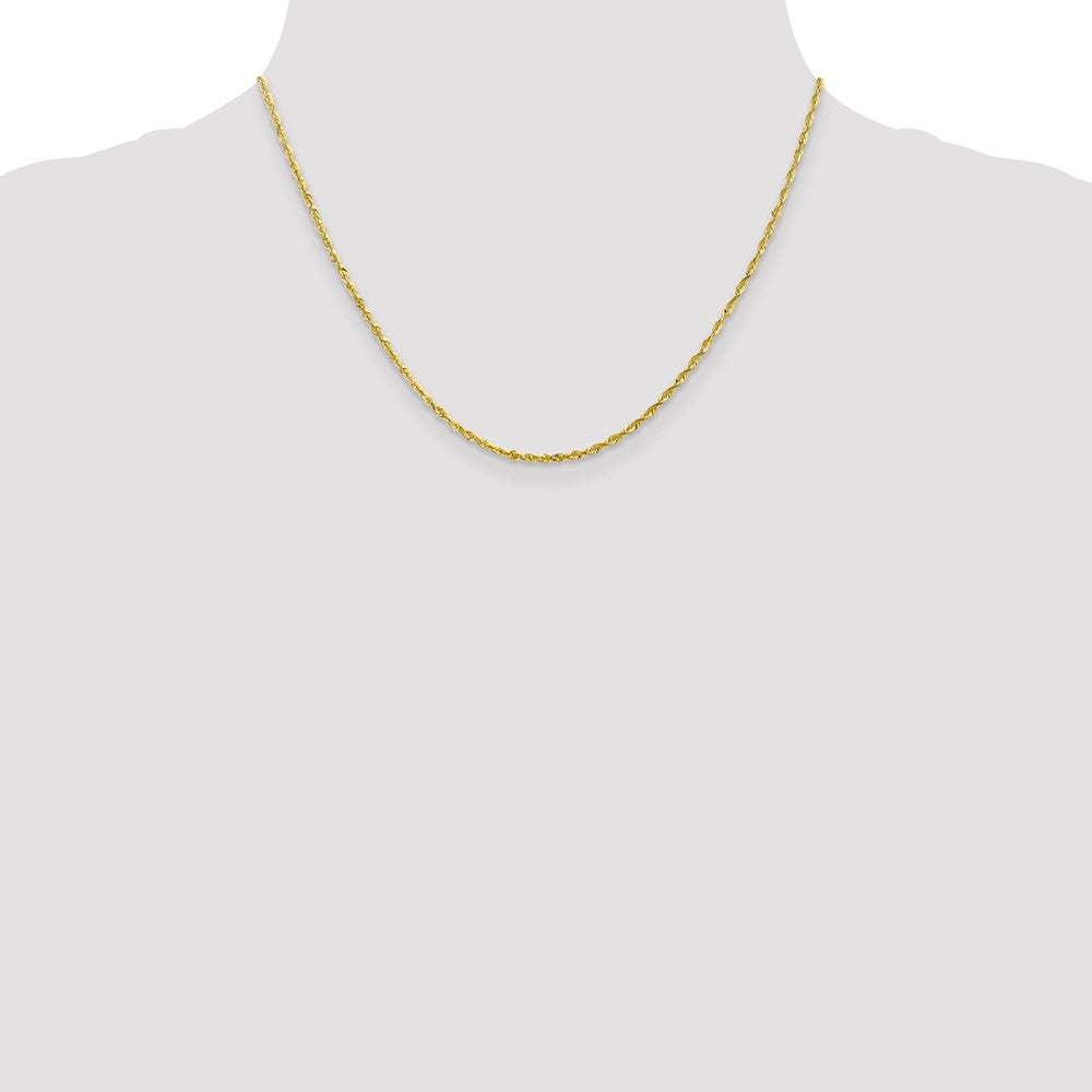 18 Inch 10K 2mm Diamond-Cut Lightweight Rope Chain Necklace