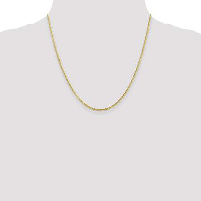 20 Inch 10K 2mm Diamond-Cut Lightweight Rope Chain Necklace