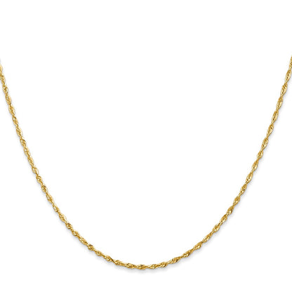 30 Inch 10K 2.5mm Diamond-Cut Lightweight Rope Chain Necklace