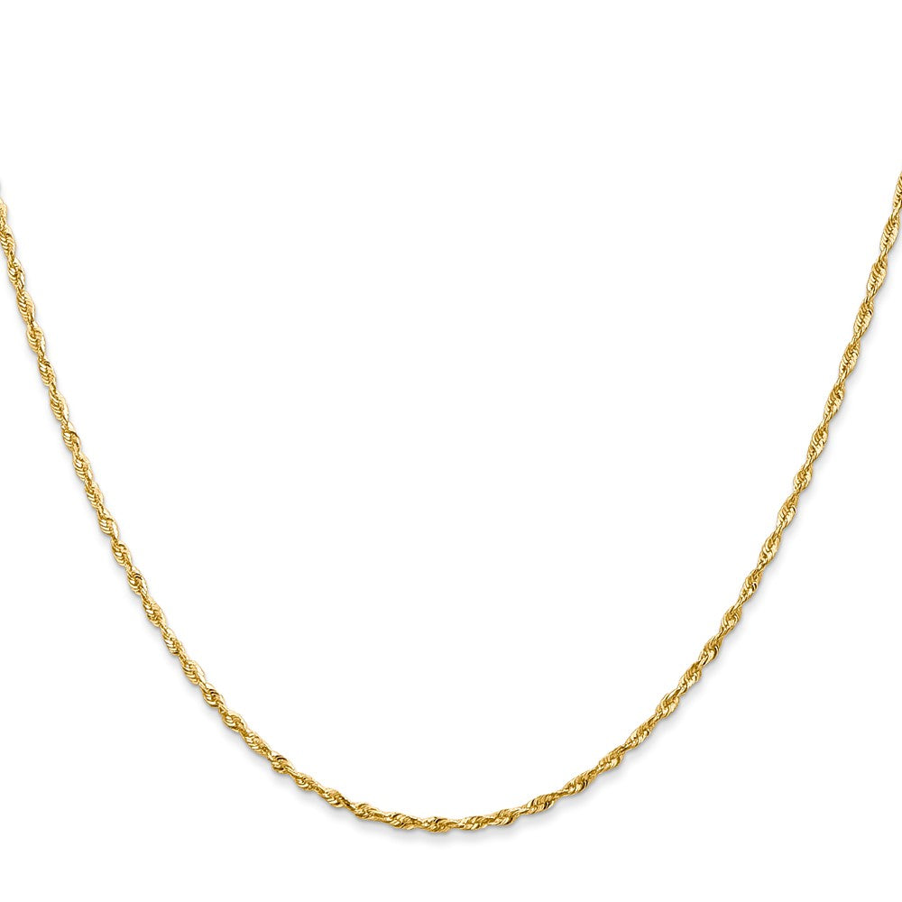 18 Inch 10K 2.5mm Diamond-Cut Lightweight Rope Chain Necklace