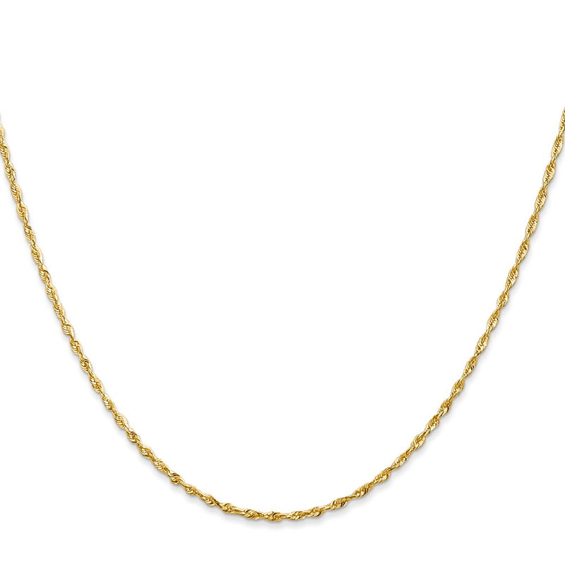 26 Inch 10K Yellow Gold 2.5mm Diamond Cut Lightweight Rope Chain Necklace