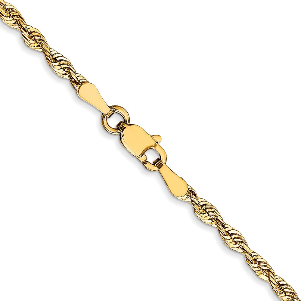 18 Inch 10K 2.5mm Diamond-Cut Lightweight Rope Chain Necklace