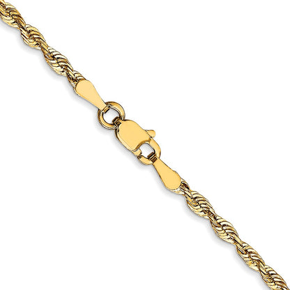 26 Inch 10K Yellow Gold 2.5mm Diamond Cut Lightweight Rope Chain Necklace