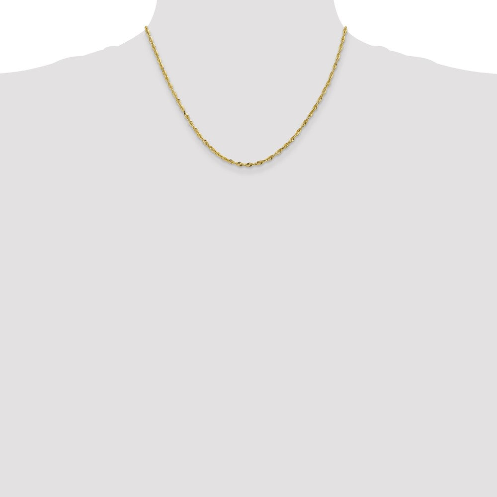 18 Inch 10K 2.5mm Diamond-Cut Lightweight Rope Chain Necklace