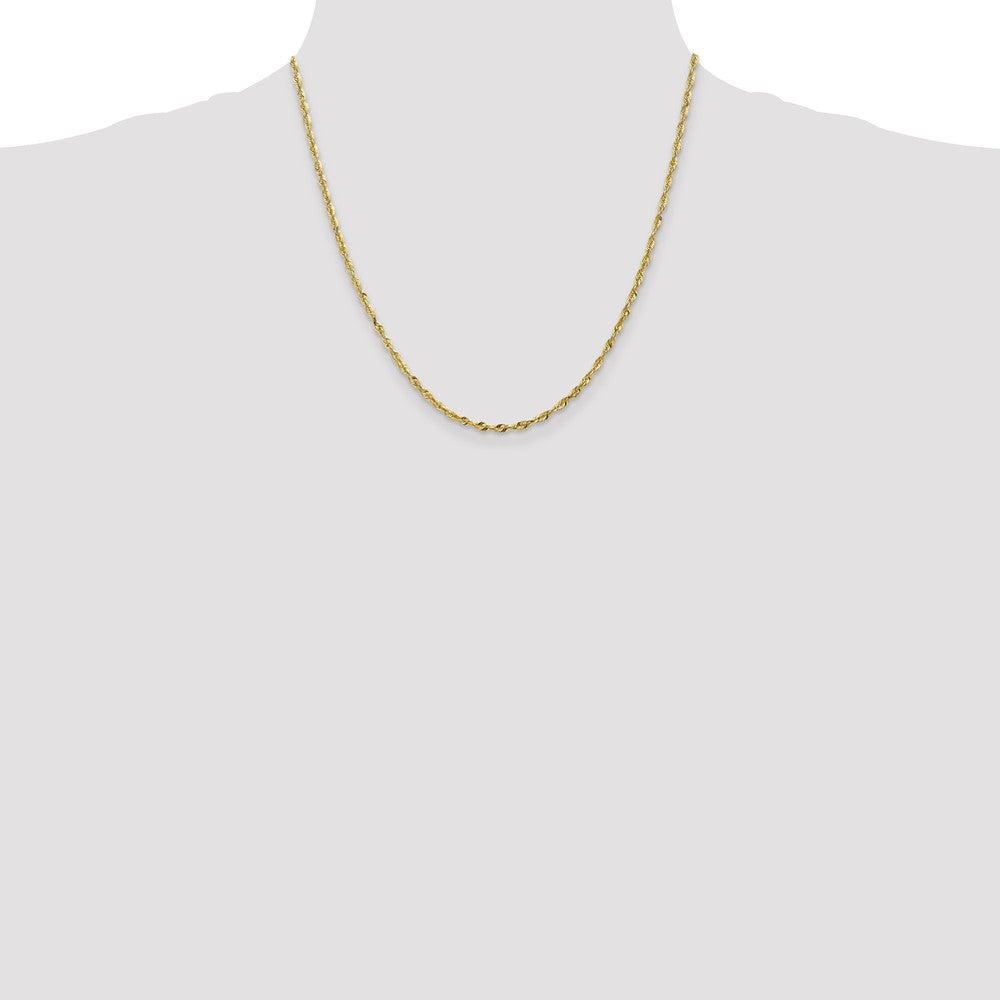 20 Inch 10K 2.5mm Diamond-Cut Lightweight Rope Chain Necklace
