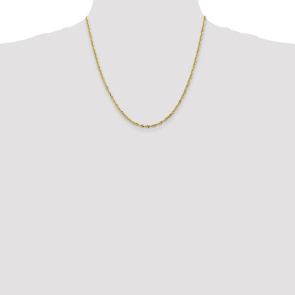 20 Inch 10K 2.5mm Diamond-Cut Lightweight Rope Chain Necklace