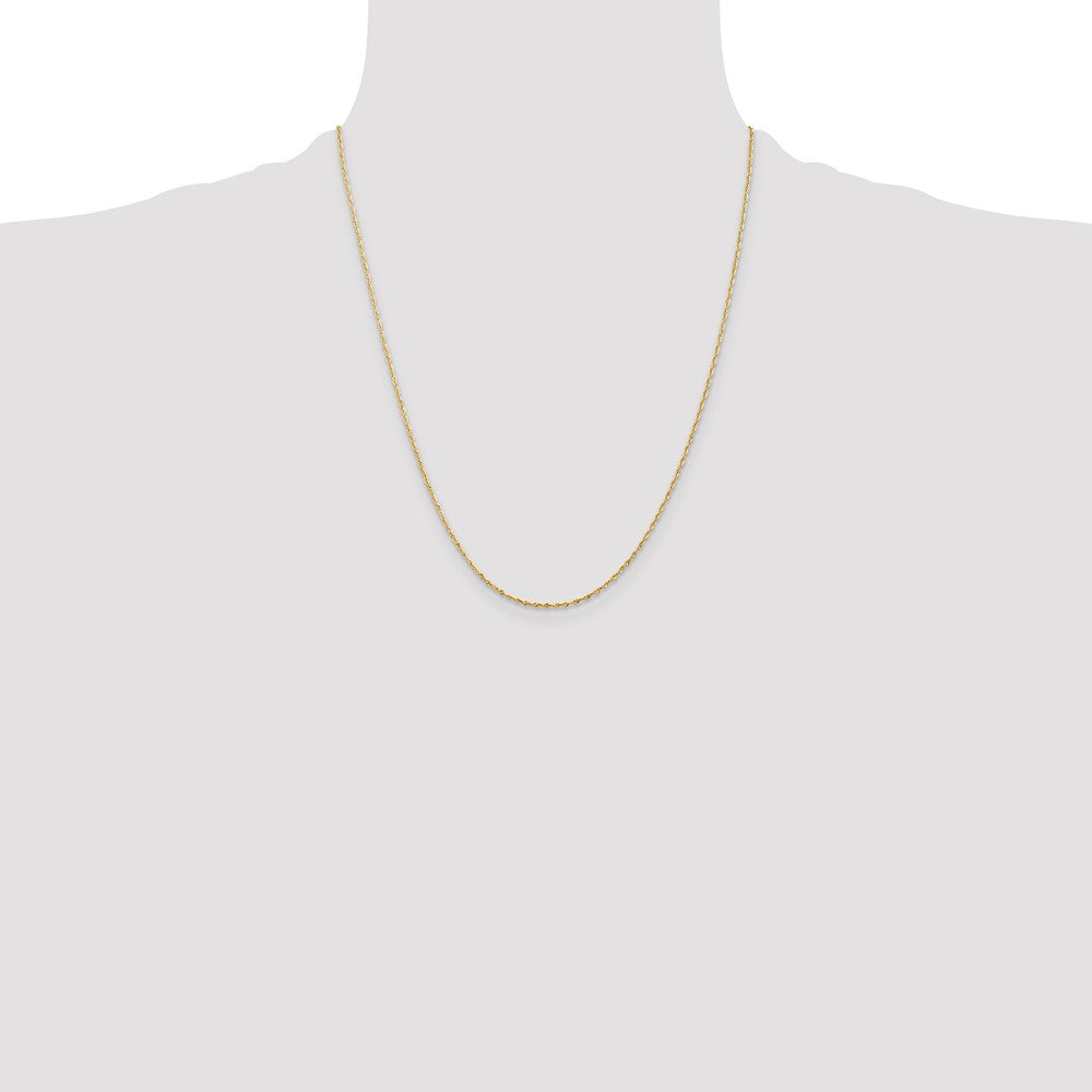 22 Inch 10K Yellow Gold 2.5mm Diamond Cut Lightweight Rope Chain Necklace