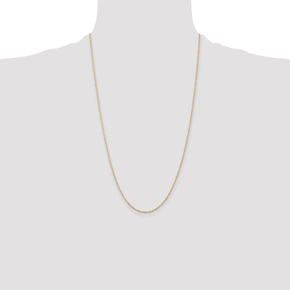 26 Inch 10K Yellow Gold 2.5mm Diamond Cut Lightweight Rope Chain Necklace