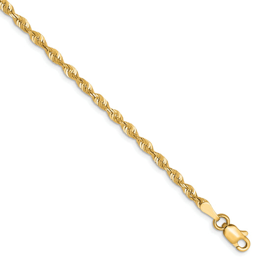 10k Yellow Gold 2.5mm Diamond-Cut Lightweight Rope Chain