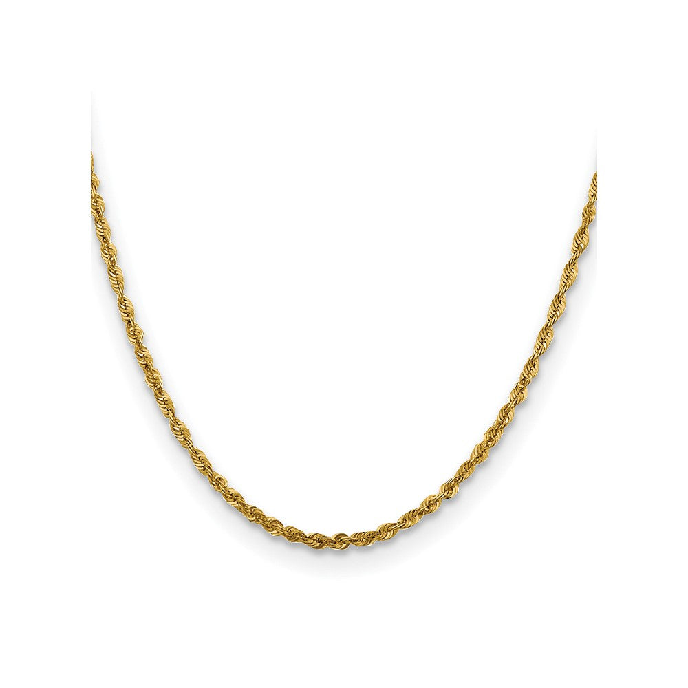 18 Inch 10K Yellow Gold 3mm Diamond Cut Lightweight Rope Chain Necklace