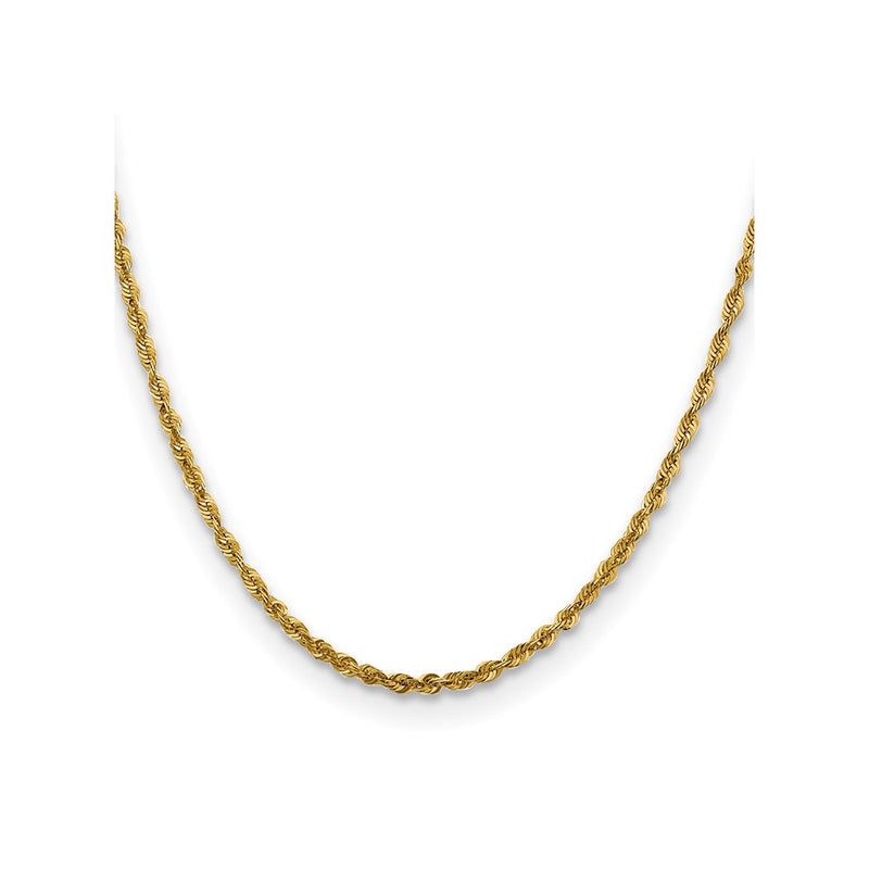 22 Inch 10K Yellow Gold 3mm Diamond Cut Lightweight Rope Chain Necklace