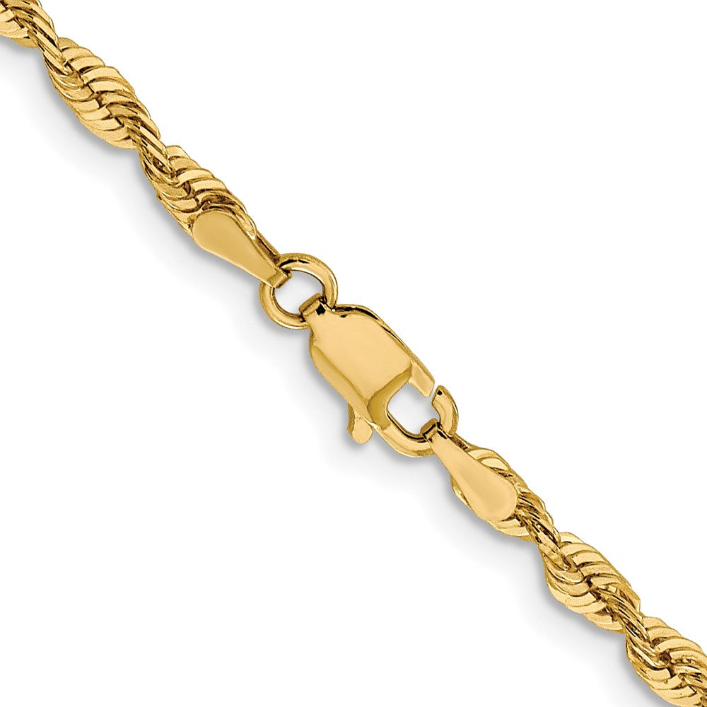 22 Inch 10K Yellow Gold 3mm Diamond Cut Lightweight Rope Chain Necklace
