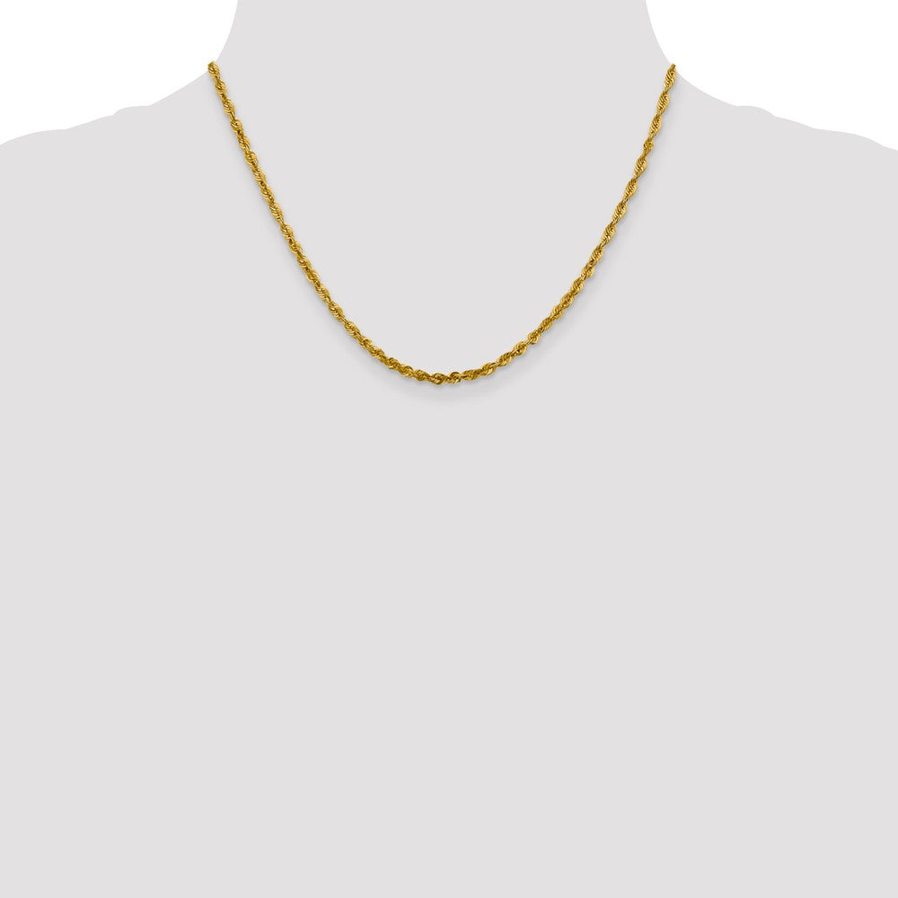 18 Inch 10K Yellow Gold 3mm Diamond Cut Lightweight Rope Chain Necklace