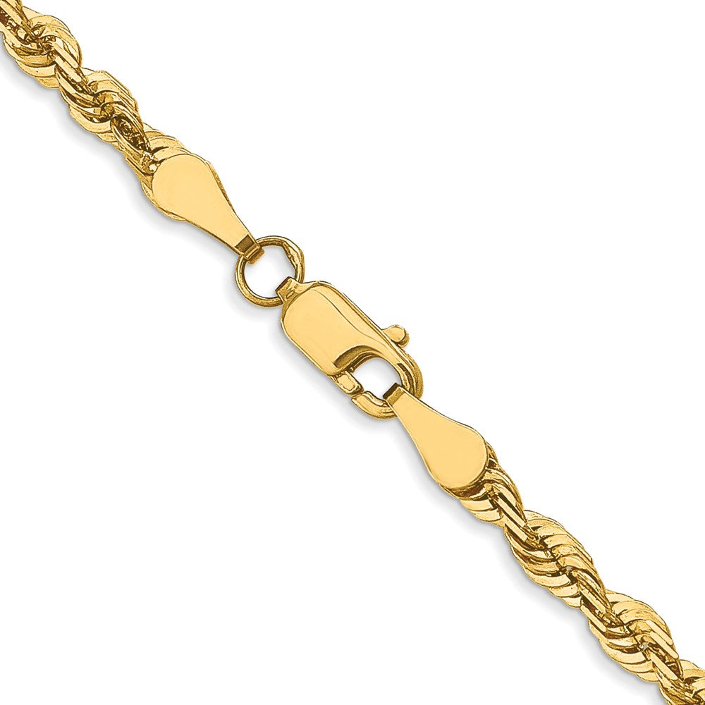 24 Inch 10K 3.5mm Diamond-Cut Lightweight Rope Chain Necklace
