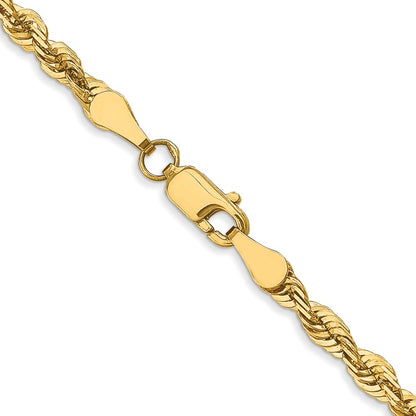 24 Inch 10K 3.5mm Diamond-Cut Lightweight Rope Chain Necklace