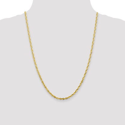 24 Inch 10K 3.5mm Diamond-Cut Lightweight Rope Chain Necklace