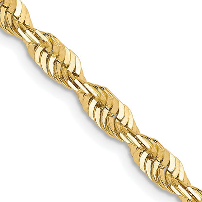 24 Inch 10K 3.5mm Diamond-Cut Lightweight Rope Chain Necklace