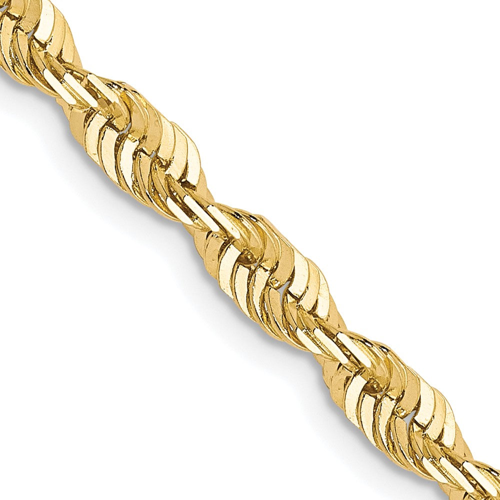 20 Inch 10K 3.5mm Diamond-Cut Lightweight Rope Chain Necklace