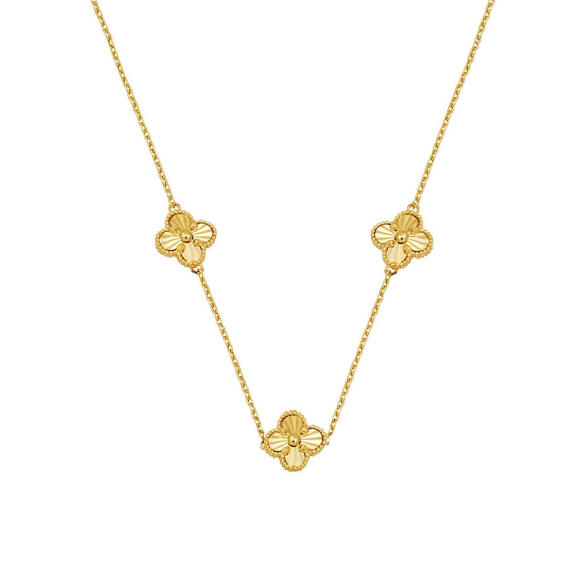 14K Yellow Gold Clover Necklace (3.34 g)