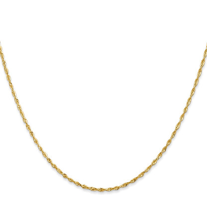 24 Inch 10K 1.5mm Diamond-Cut Lightweight Rope Chain Necklace