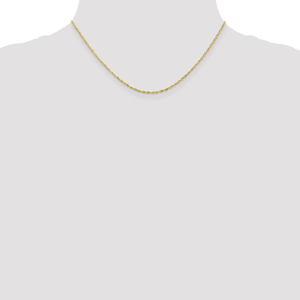 16 Inch 10K 1.5mm Diamond-Cut Lightweight Rope Chain Necklace