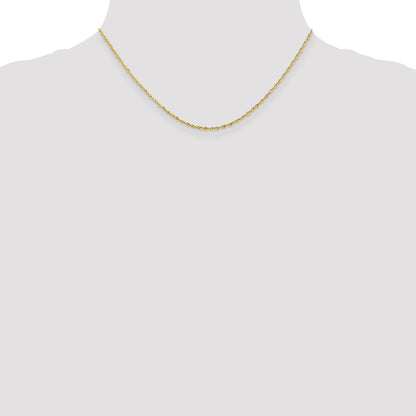 16 Inch 10K 1.5mm Diamond-Cut Lightweight Rope Chain Necklace