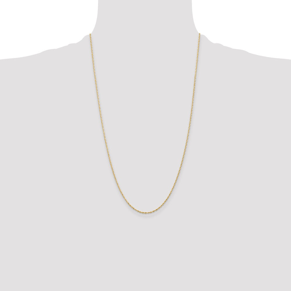 26 Inch 10K Yellow Gold 1.5mm Diamond Cut Lightweight Rope Chain Necklace