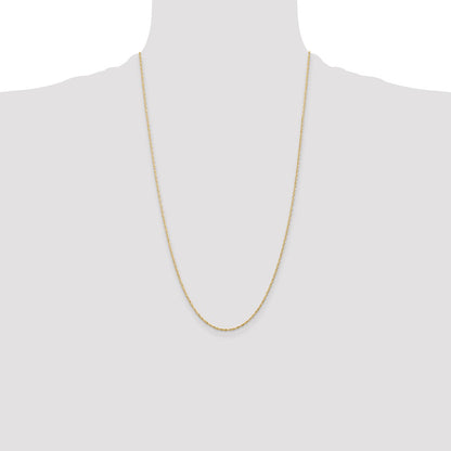 26 Inch 10K Yellow Gold 1.5mm Diamond Cut Lightweight Rope Chain Necklace