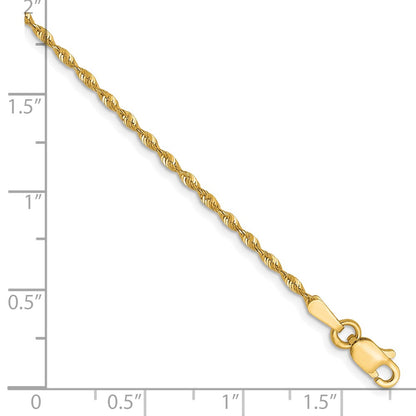 7 Inch 10K Yellow Gold 1.5mm Diamond Cut Lightweight Rope Chain Bracelet