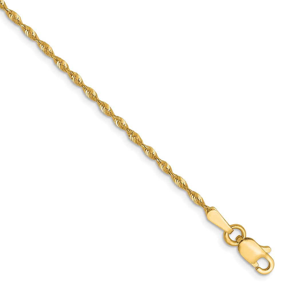 9 Inch 10K 1.5mm Diamond-Cut Lightweight Rope Chain Anklet