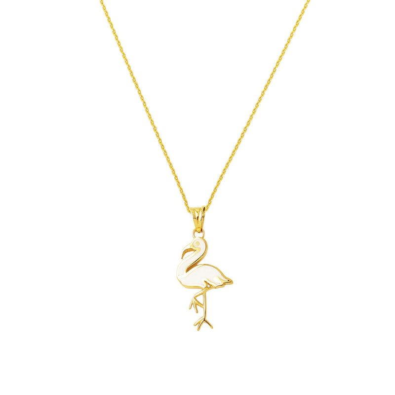 14K Yellow Gold Swan Enamel Necklace