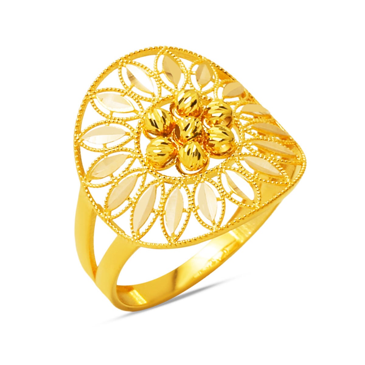 14K Yellow Gold Bud Sparkling Ring