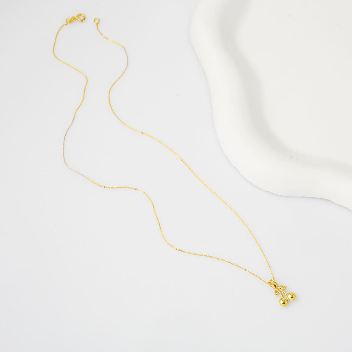 14K Yellow Gold Cherry Necklace
