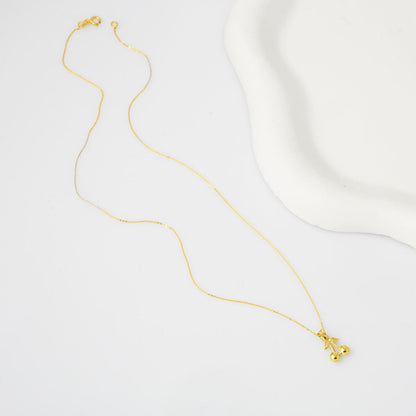 14K Yellow Gold Cherry Necklace