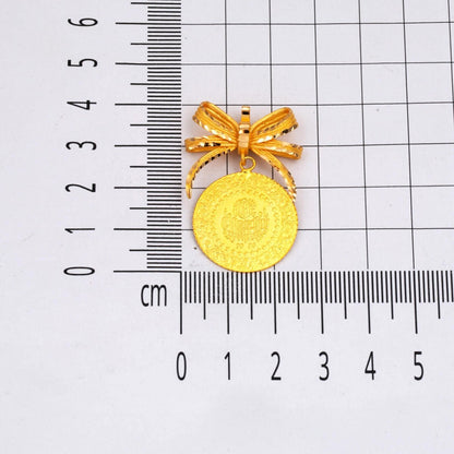 22K Yellow Gold Half Coin Bow Necklace