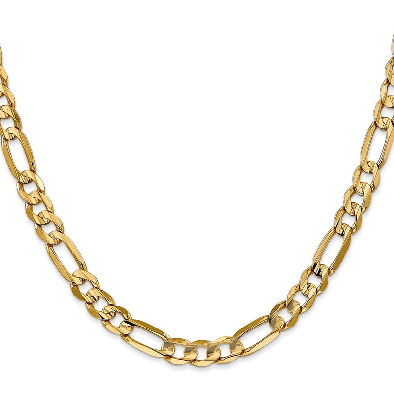 10K Yellow Gold 6mm Concave Figaro Bracelet
