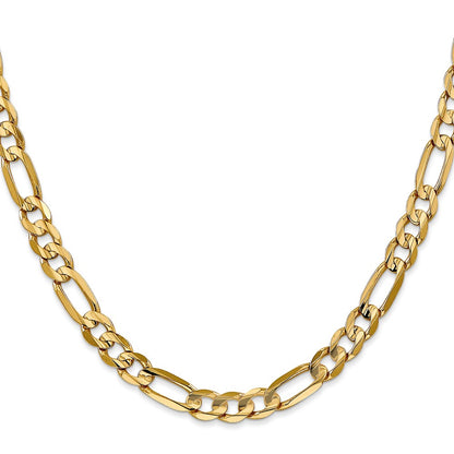 10K Yellow Gold 6mm Concave Figaro Bracelet