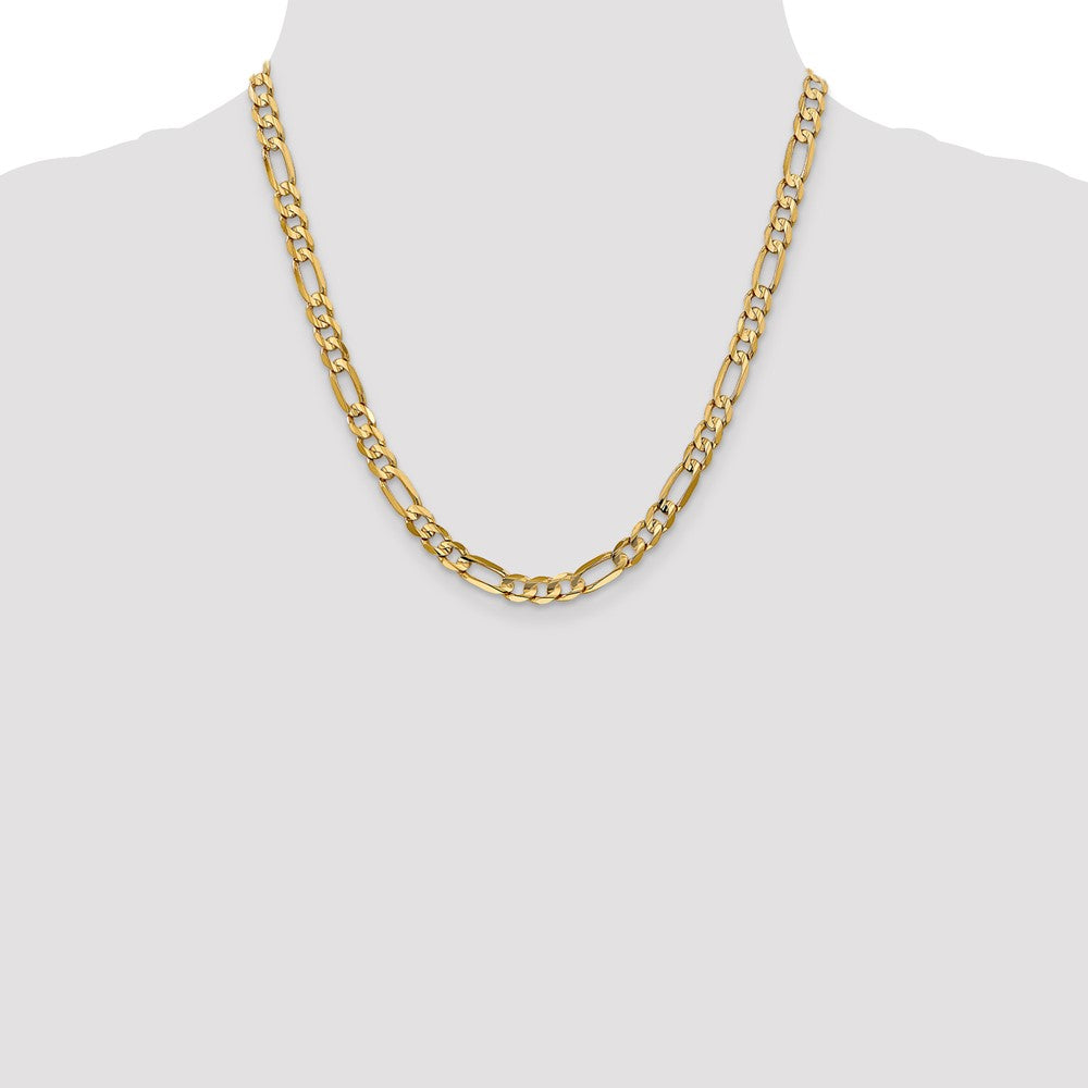 10K Yellow Gold 6mm Concave Figaro Bracelet