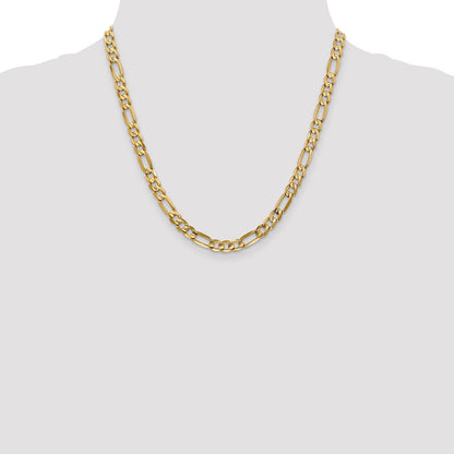10K Yellow Gold 6mm Concave Figaro Bracelet