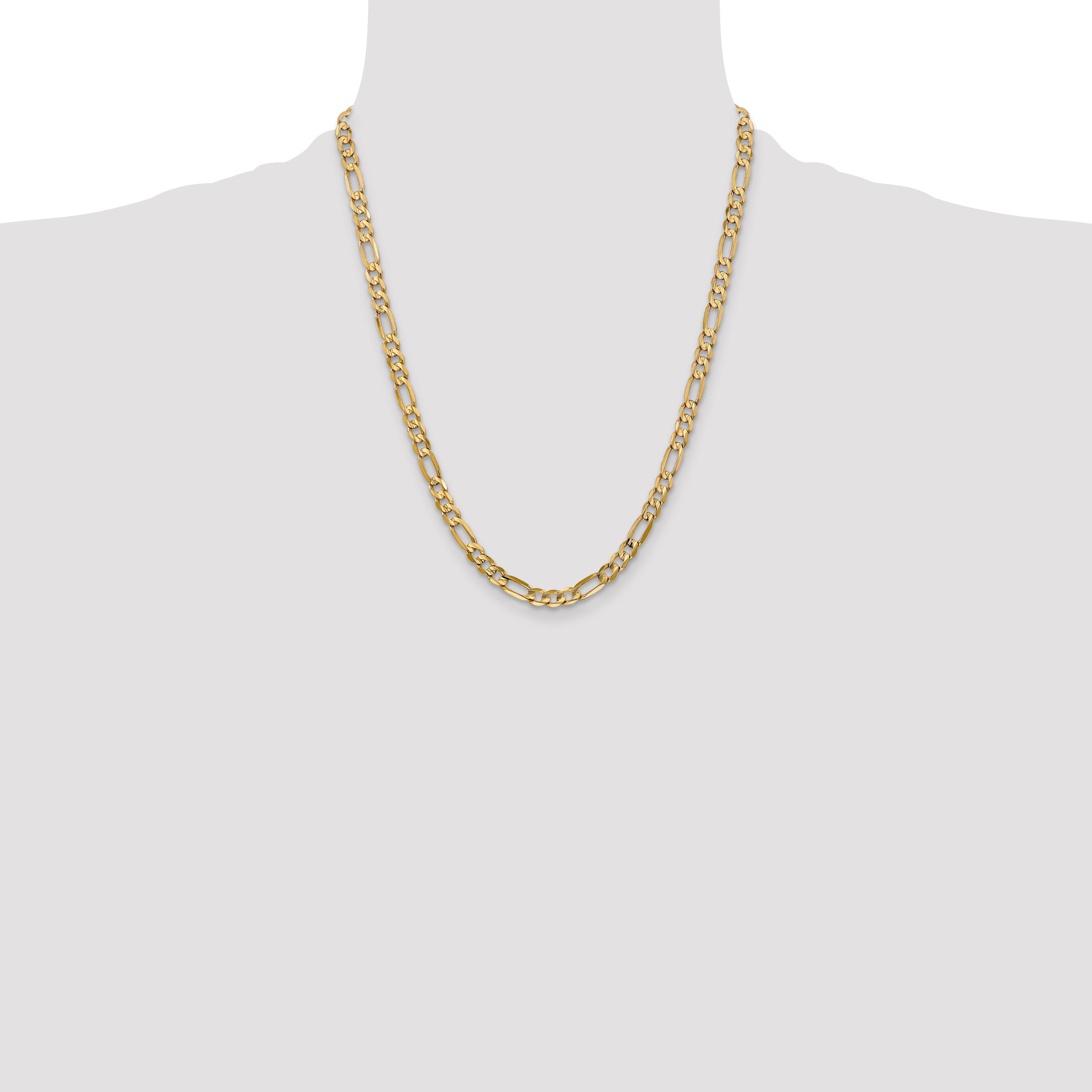 10K Yellow Gold 6mm Concave Figaro Bracelet