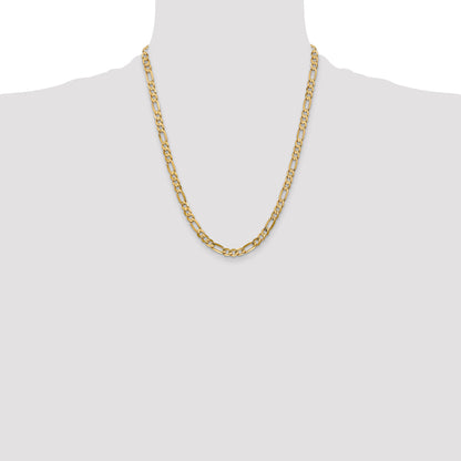 10K Yellow Gold 6mm Concave Figaro Bracelet