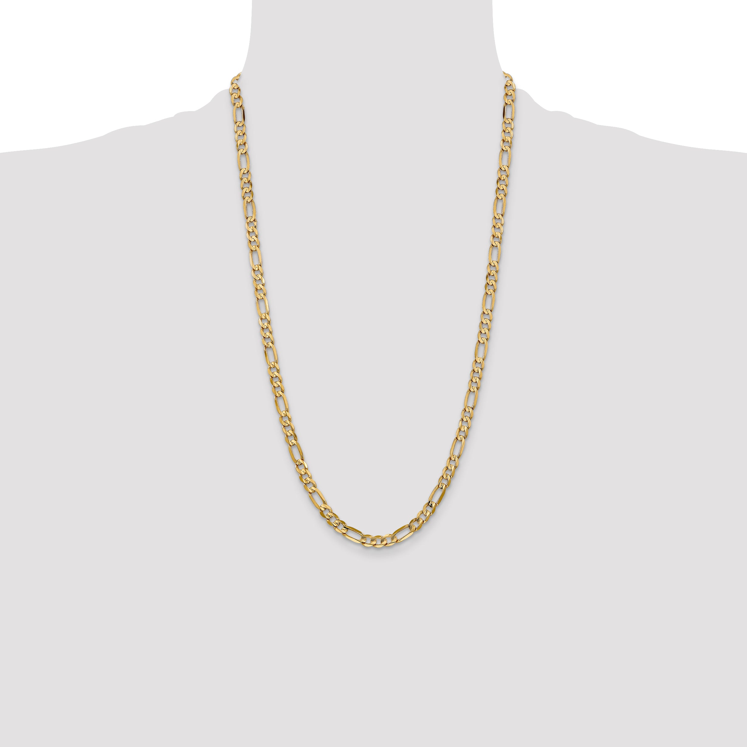 10K Yellow Gold 6mm Concave Figaro Bracelet
