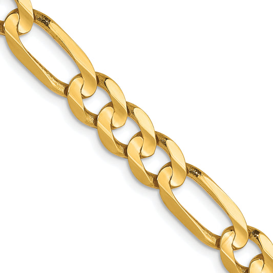 10K Yellow Gold 6mm Concave Figaro Bracelet