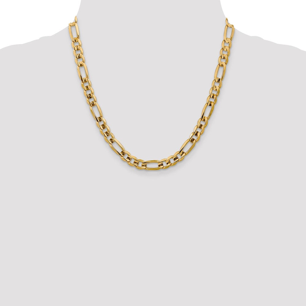 20 Inch 10K 7.5mm Concave Figaro Bracelet