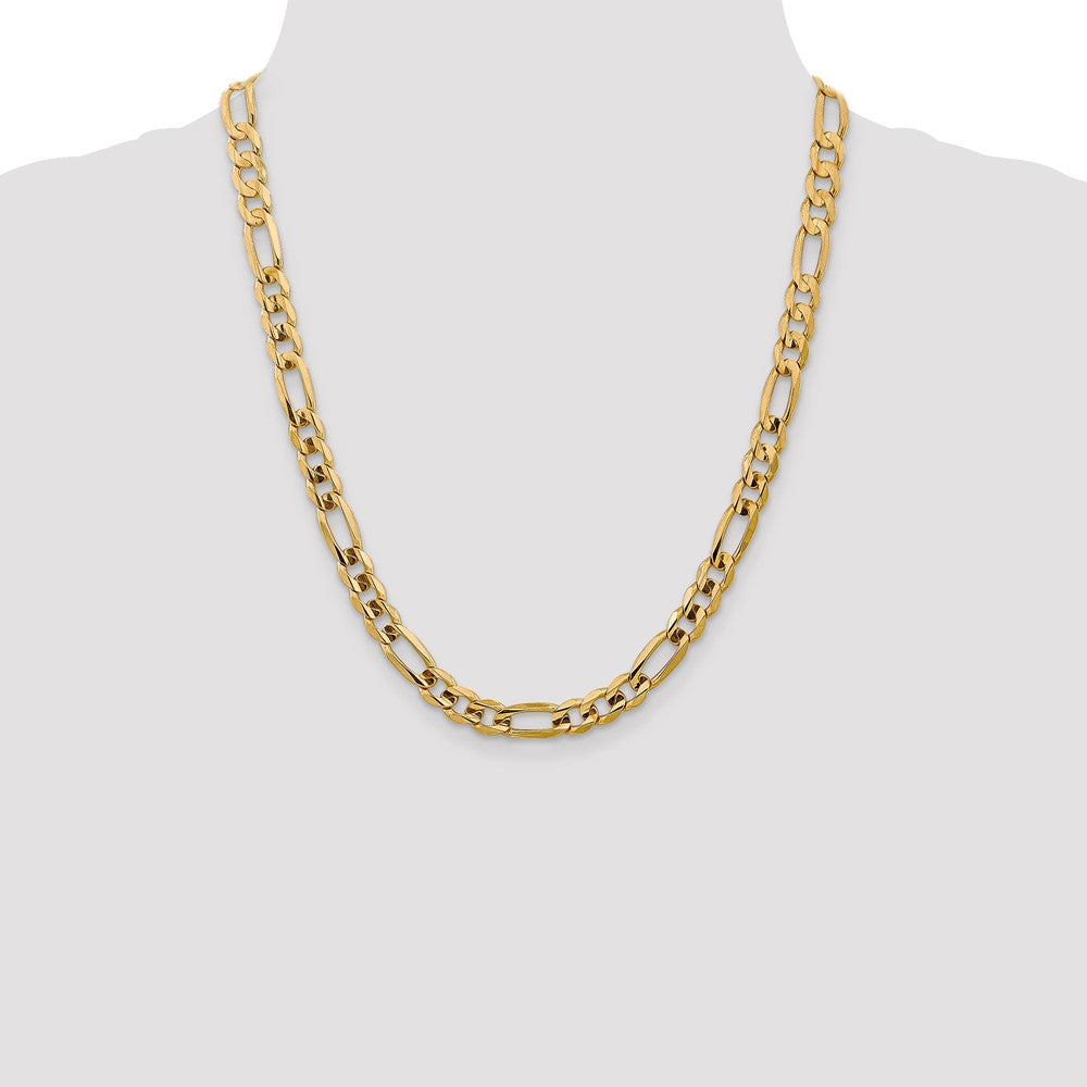 22 Inch 10K 7.5mm Concave Figaro Bracelet