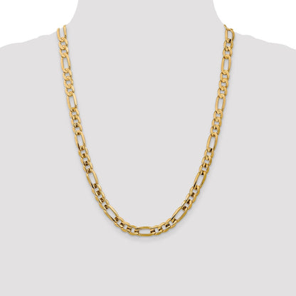 10K Yellow Gold 7.5mm Concave Figaro Bracelet