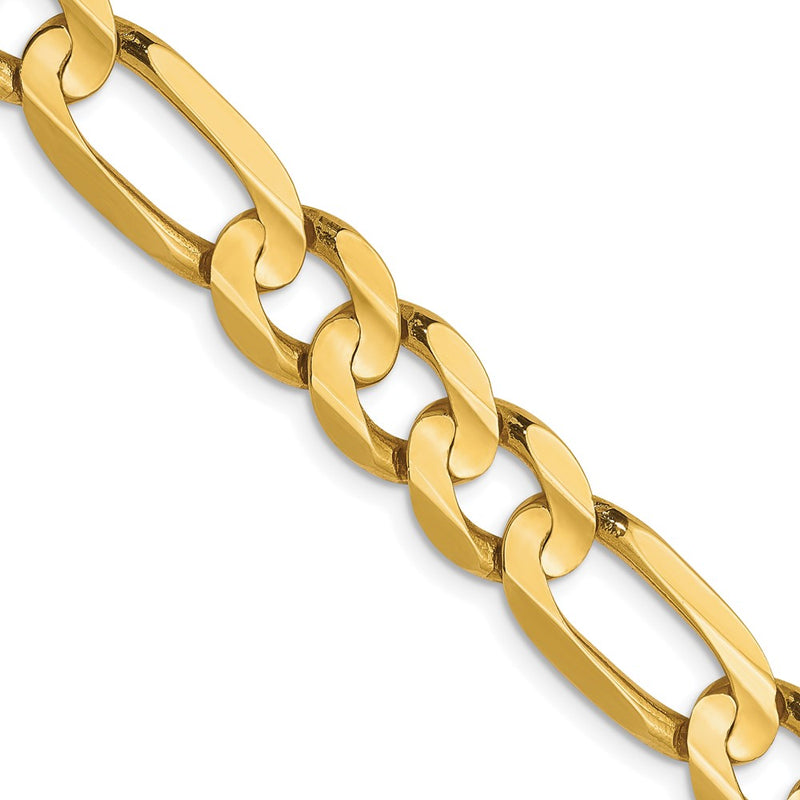 20 Inch 10K 7.5mm Concave Figaro Bracelet