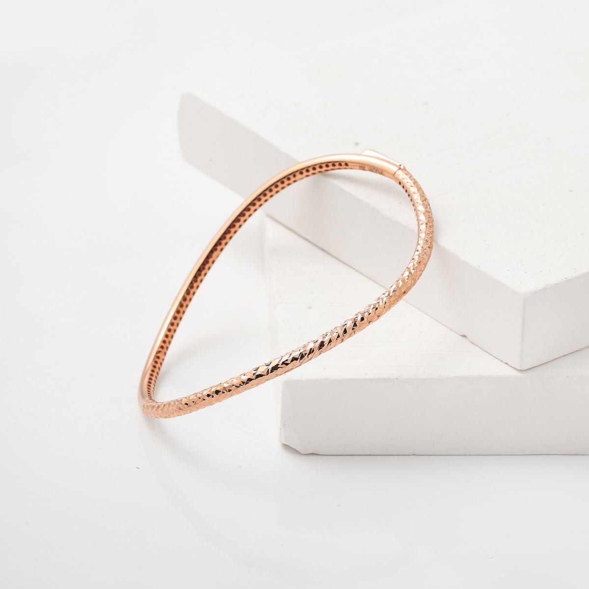 14K Rose Gold Wavy Modern Bangle