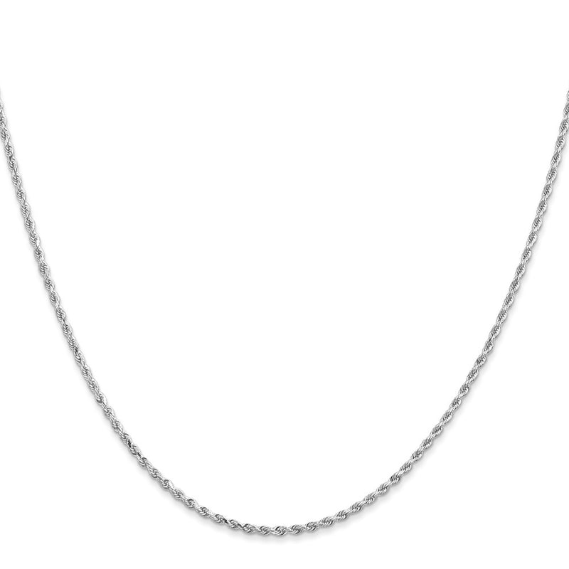 20 Inch 10K White Gold 1.75mm Diamond-Cut Rope Chain Necklace